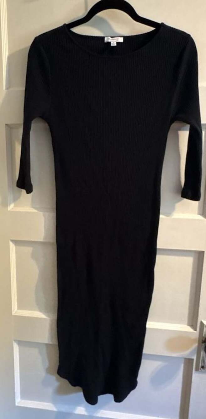 Skinnygirl Ribbed Midi Dress Size M Black Scoop Neck